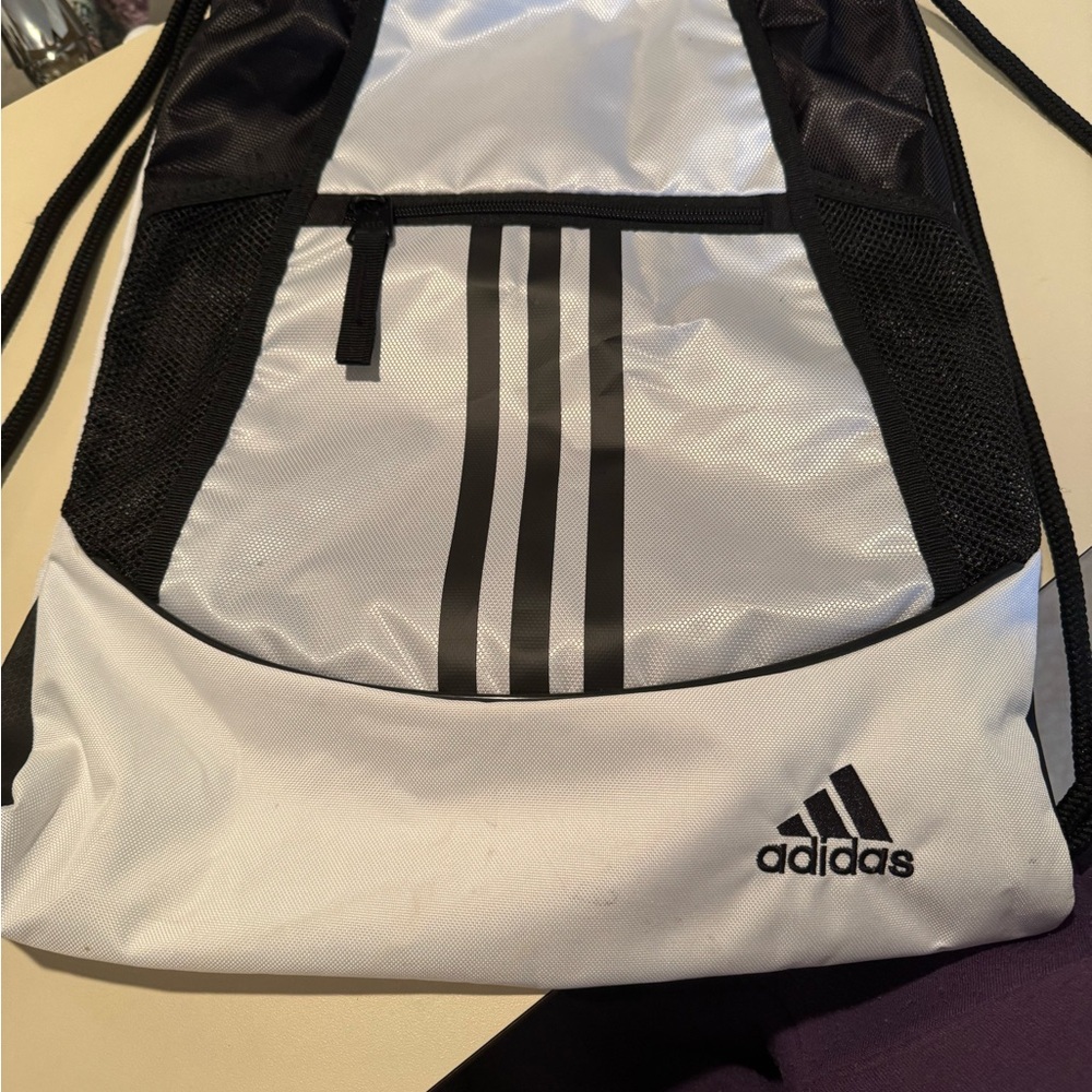 Adidas Black and White Athletic Backpacks with Iconic Stripes